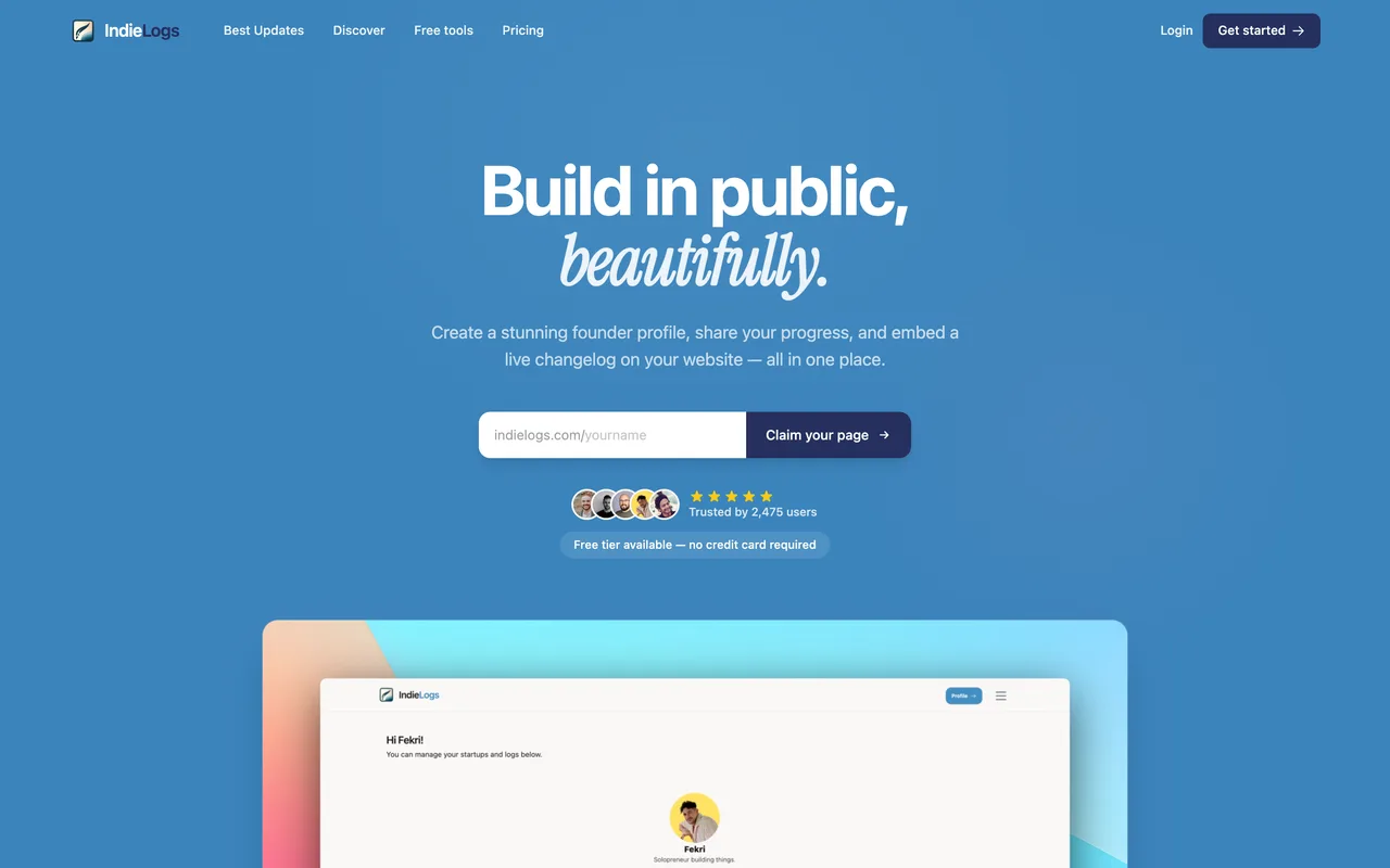 IndieLogs homepage