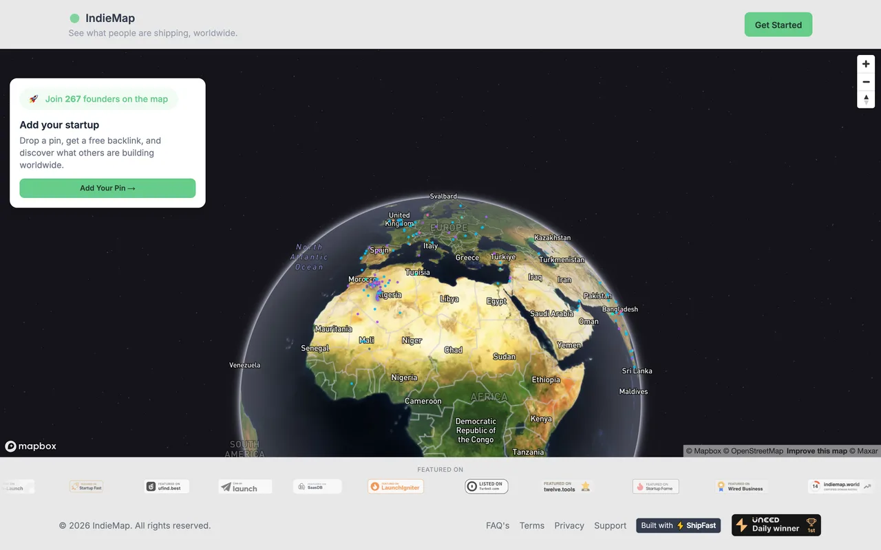 IndieMap homepage
