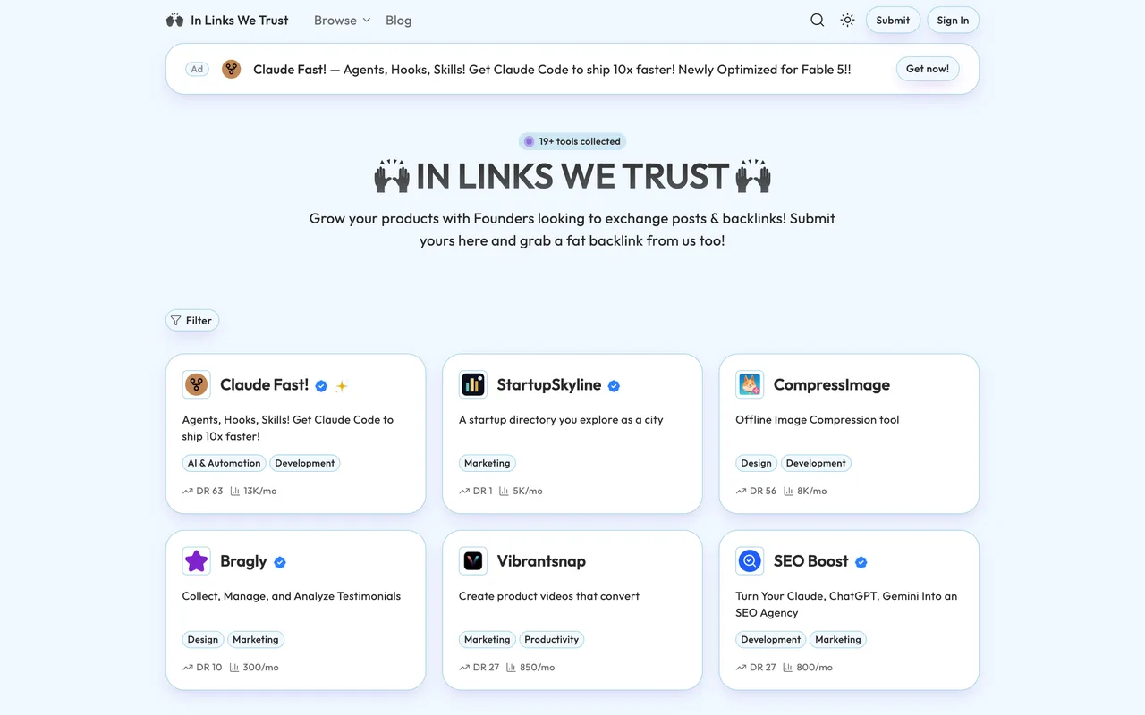 In Links We Trust homepage