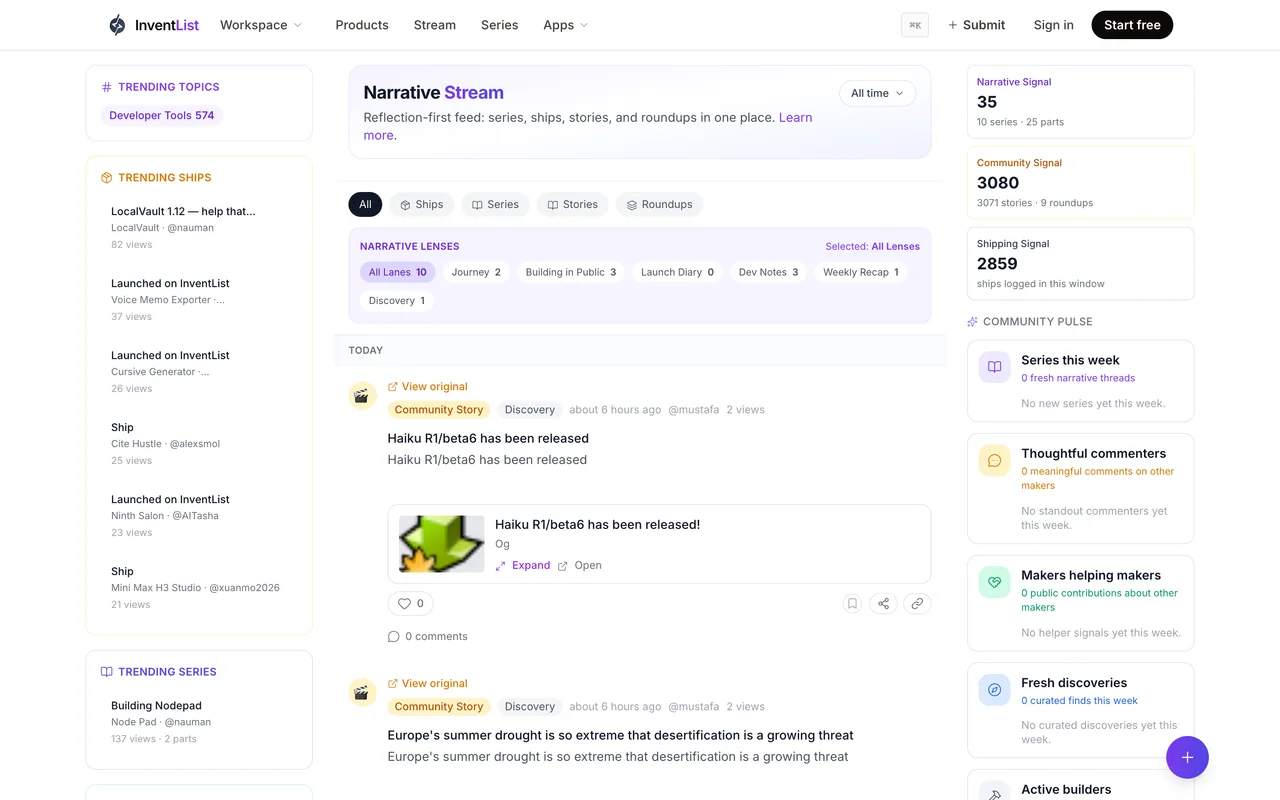 InventList homepage