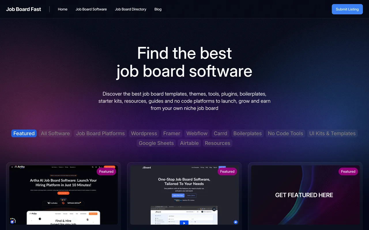 Job Board Fast homepage