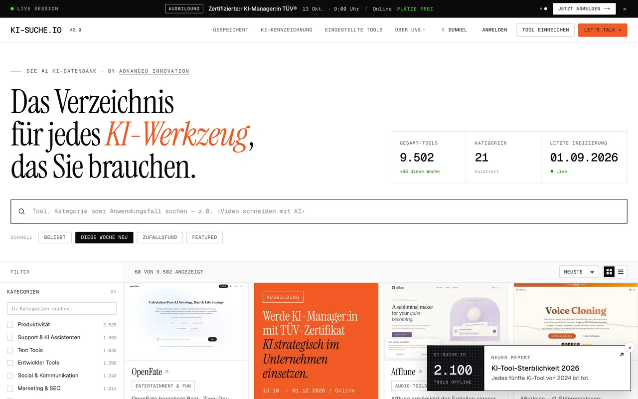 ki-suche.io homepage