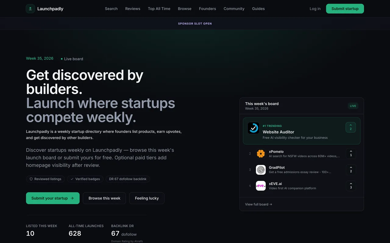 Launchpadly homepage