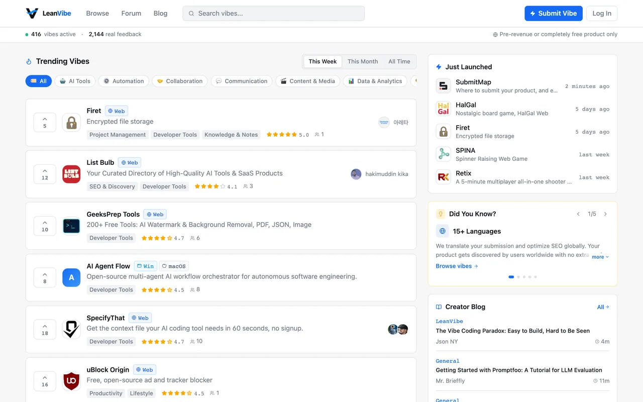 LeanVibe homepage