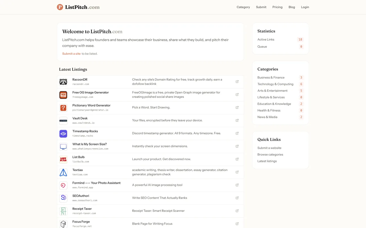 ListPitch homepage