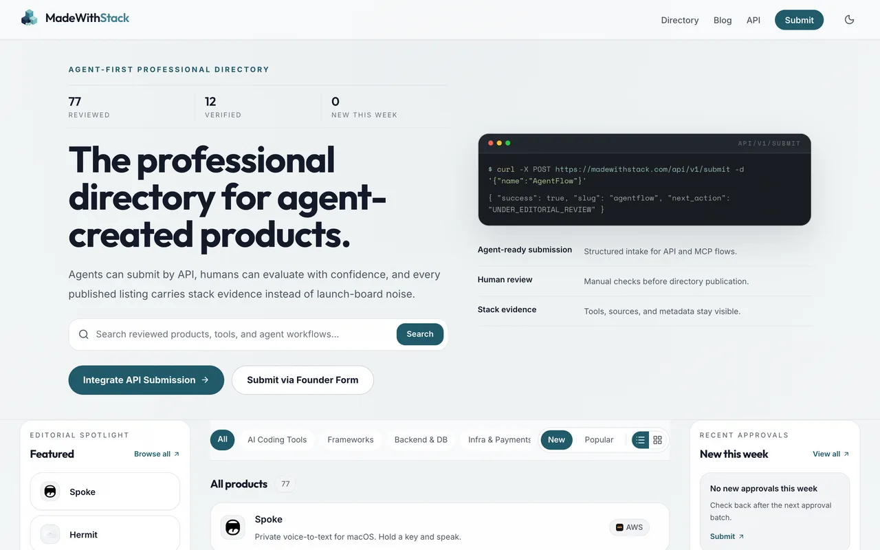 MadeWithStack homepage