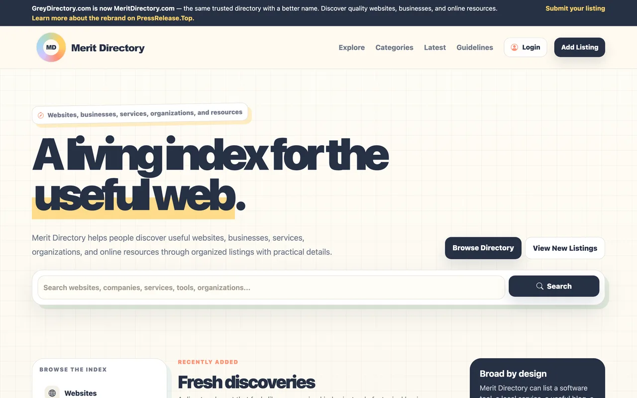Merit Directory homepage