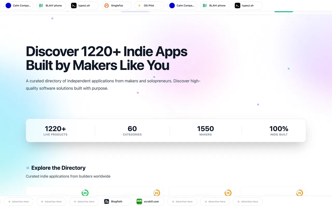 MicroSaaS Directory homepage