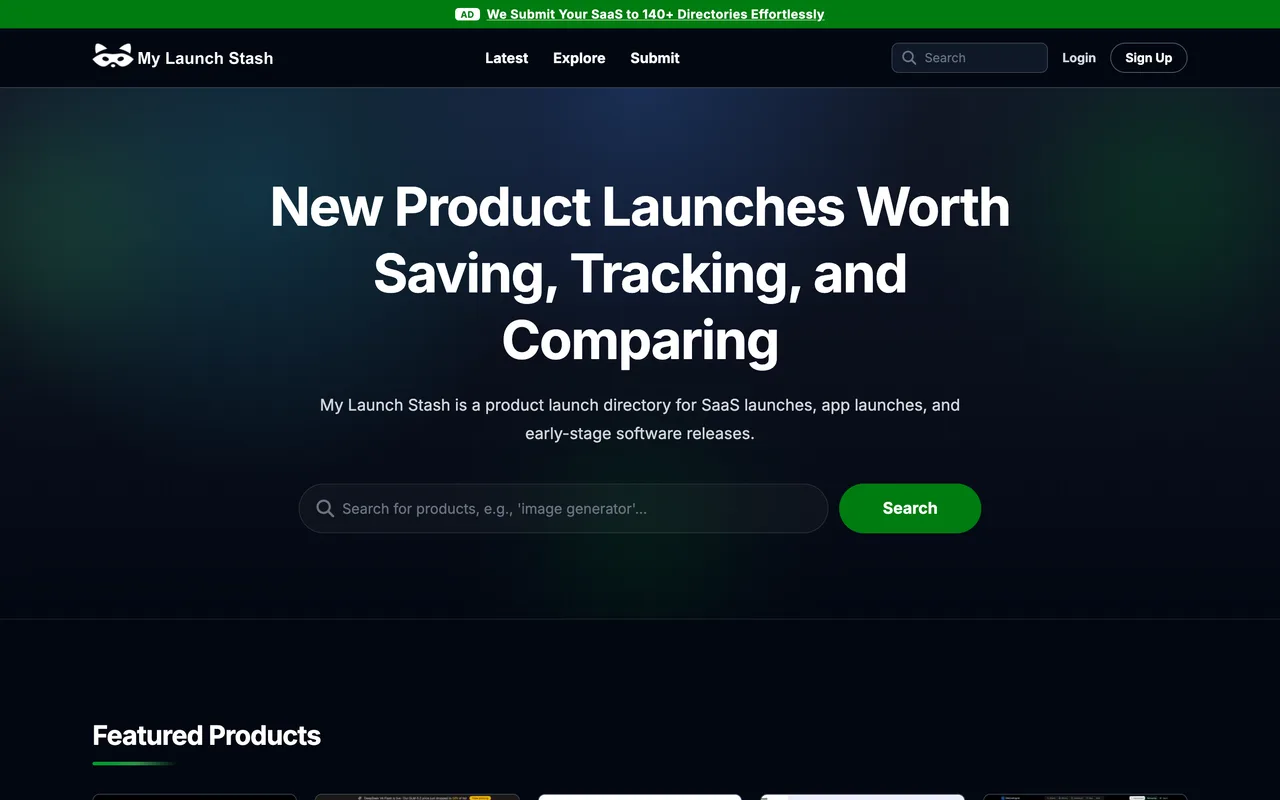 My Launch Stash homepage