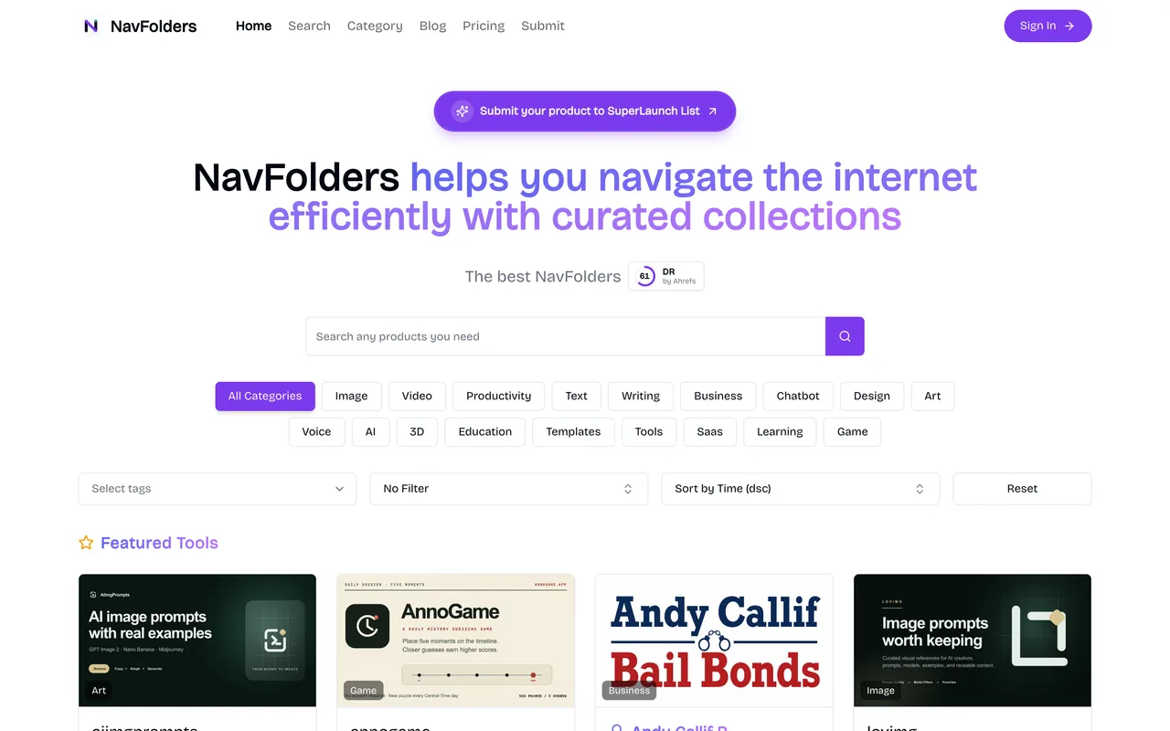 NavFolders homepage