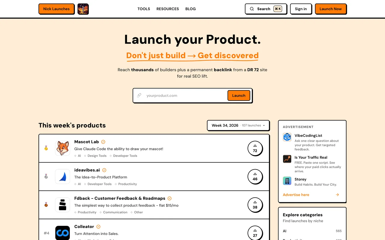 Nick Launches homepage