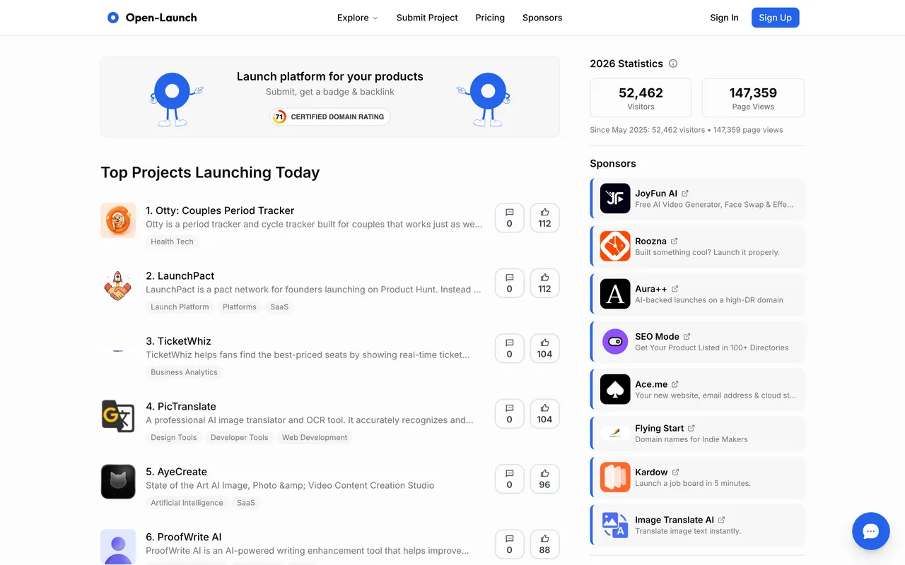 Open-Launch homepage