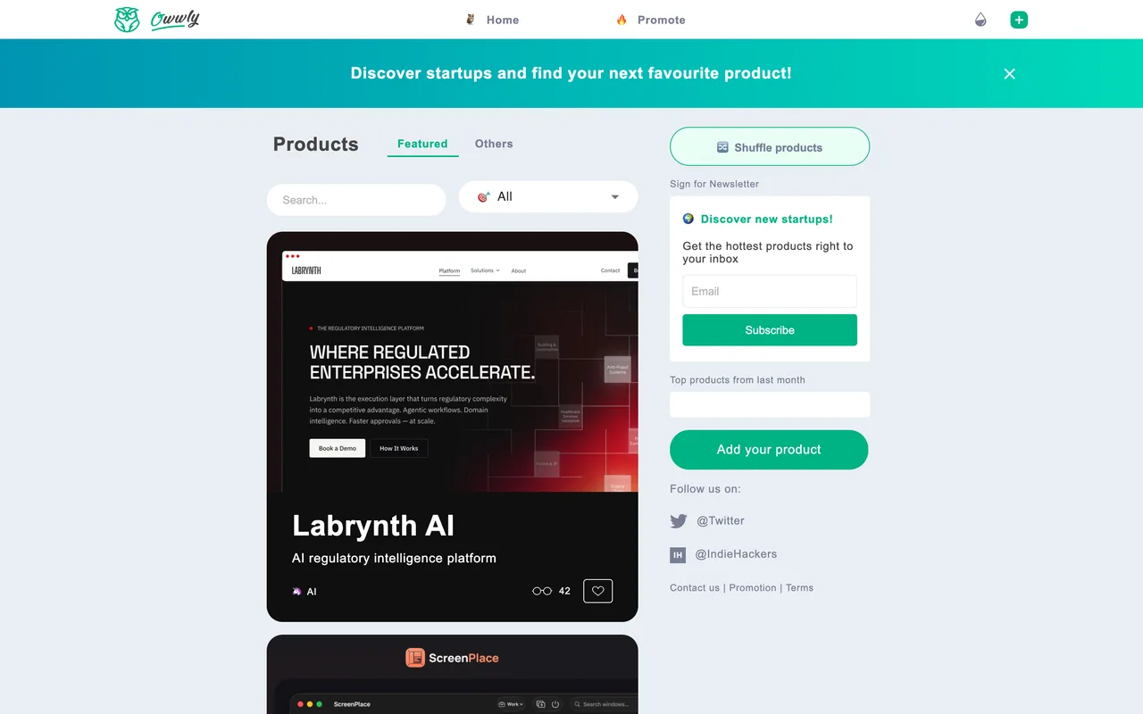 Owwly homepage