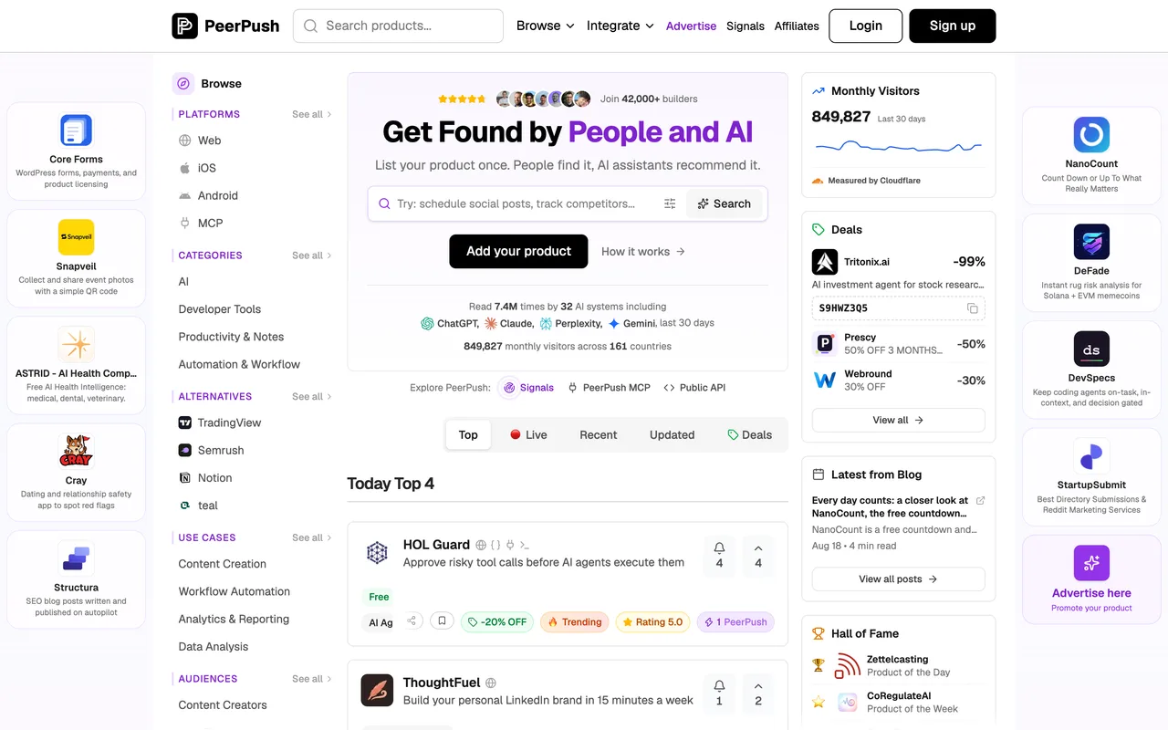 PeerPush homepage