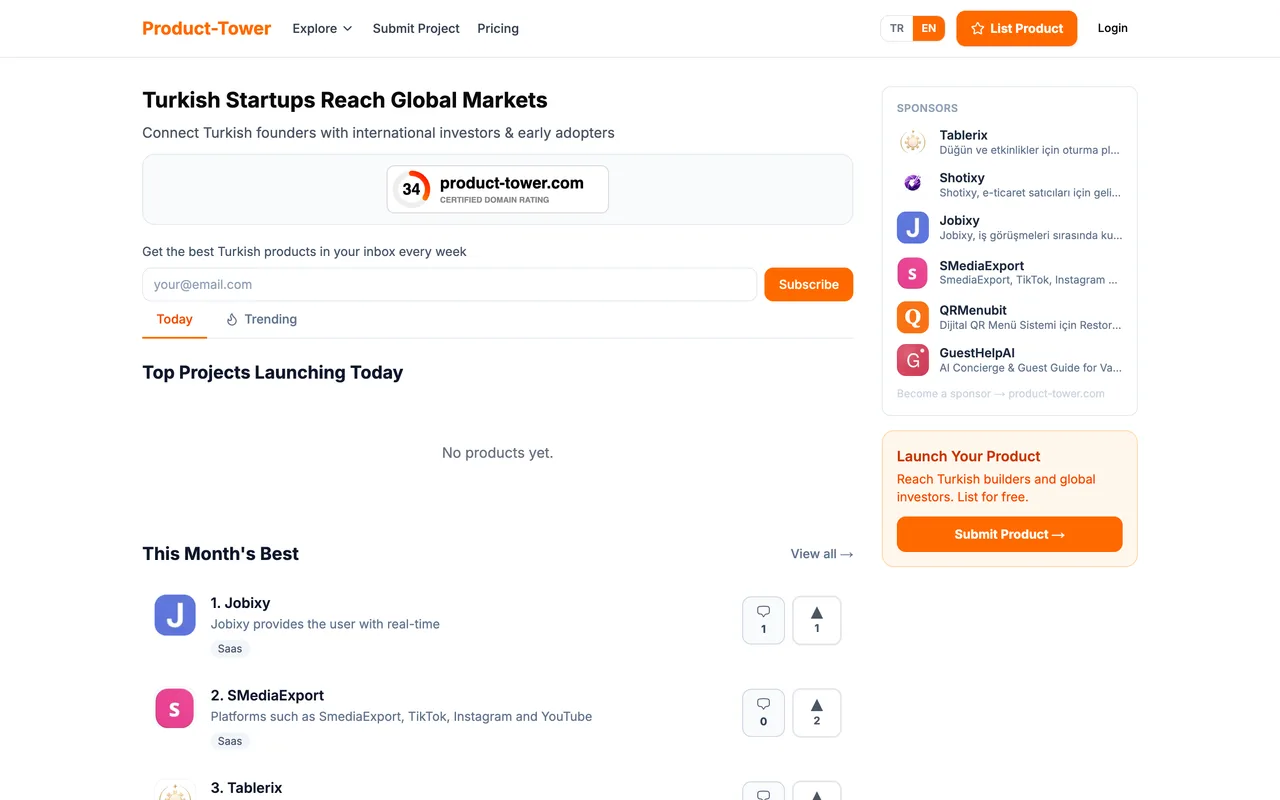 Product-Tower homepage