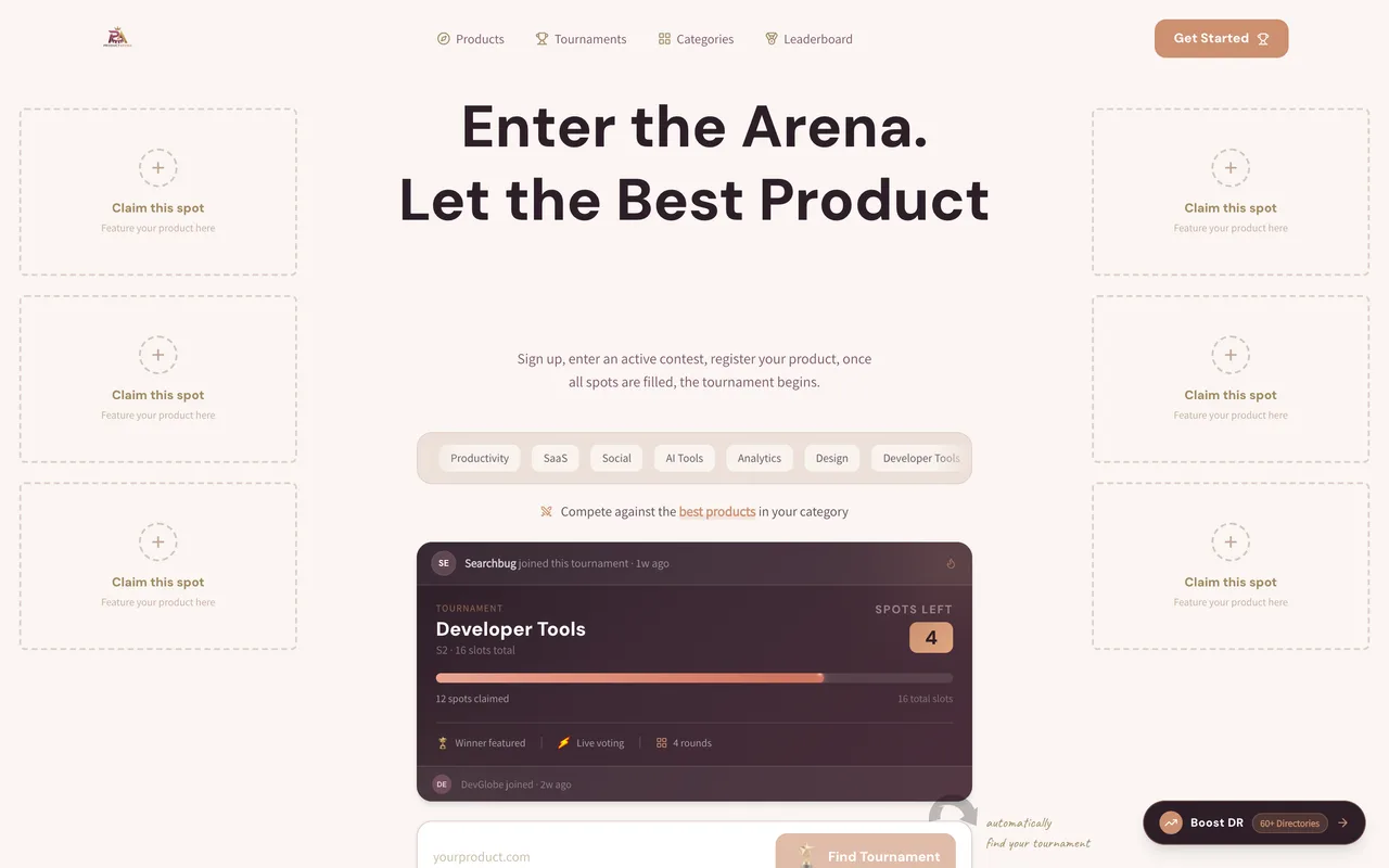 ProductArena homepage