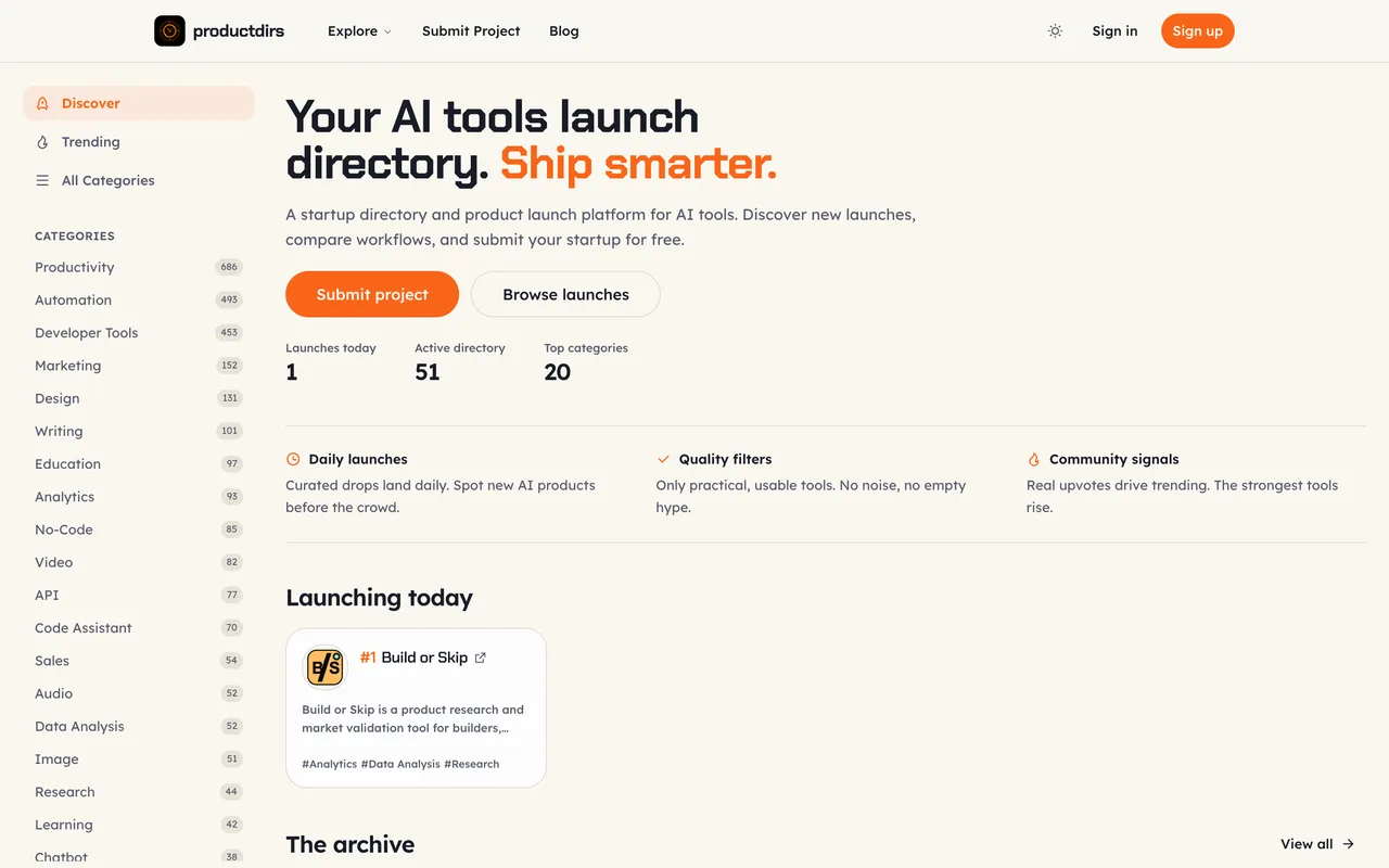 productdirs homepage
