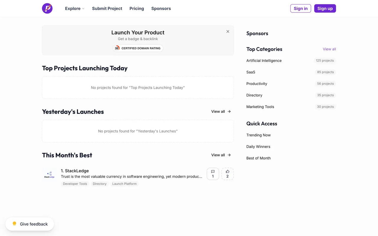 Product Launchify homepage