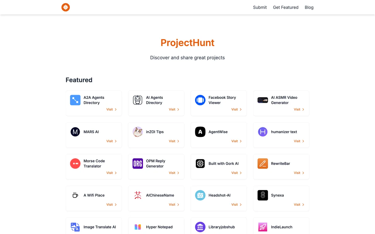 ProjectHunt homepage