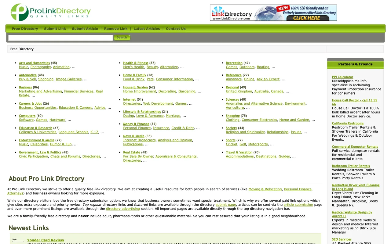 ProLinkDirectory homepage