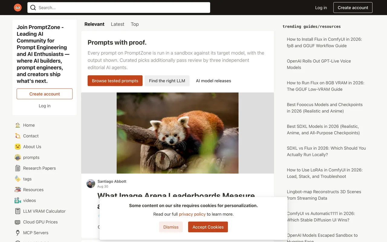 PromptZone homepage