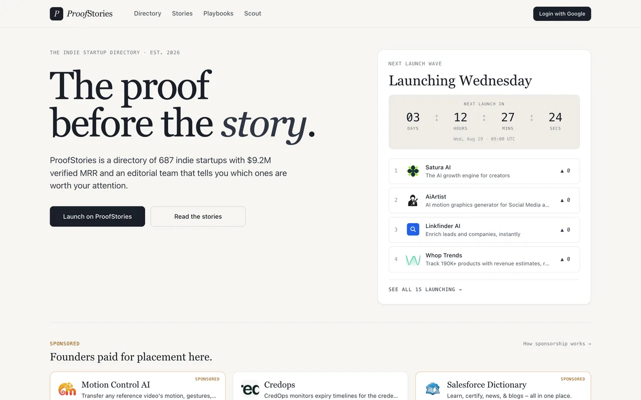 ProofStories homepage