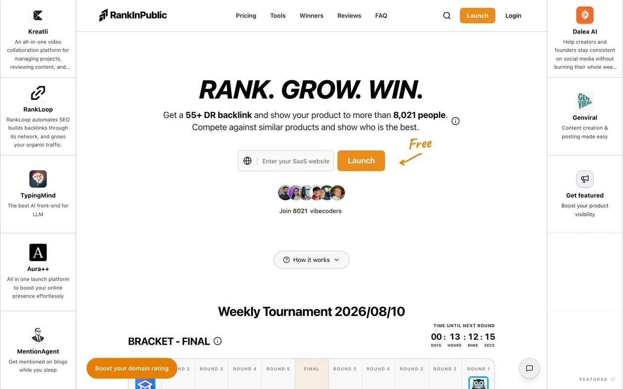 RankInPublic homepage