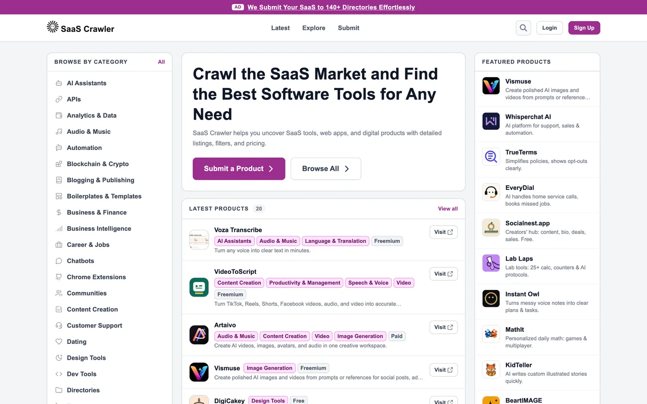 SaaS Crawler homepage