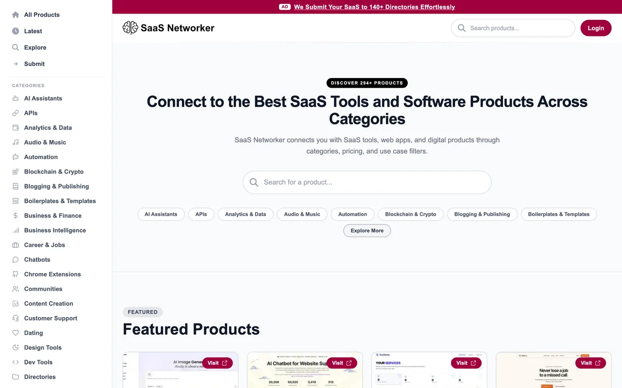 SaaS Networker homepage