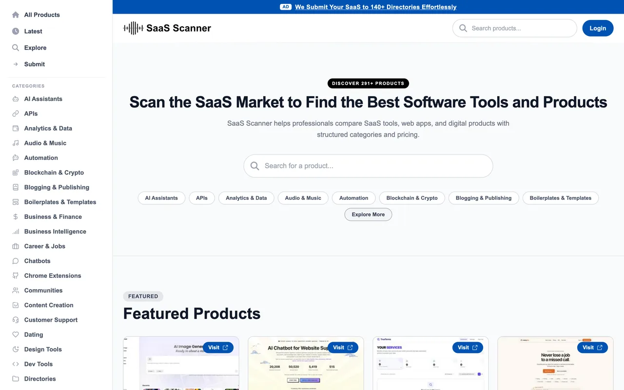 SaaS Scanner homepage