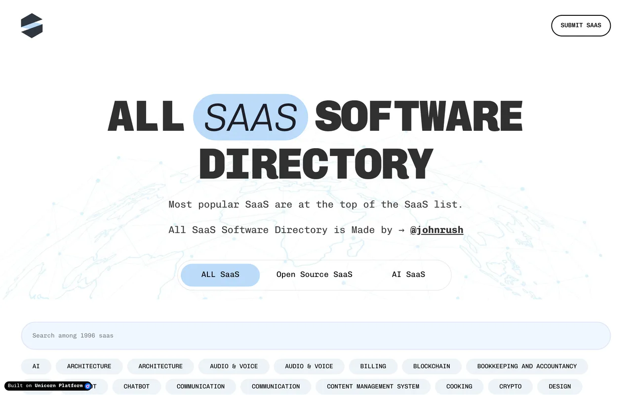 All SaaS Software homepage