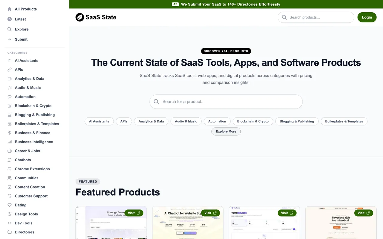 SaaS State homepage