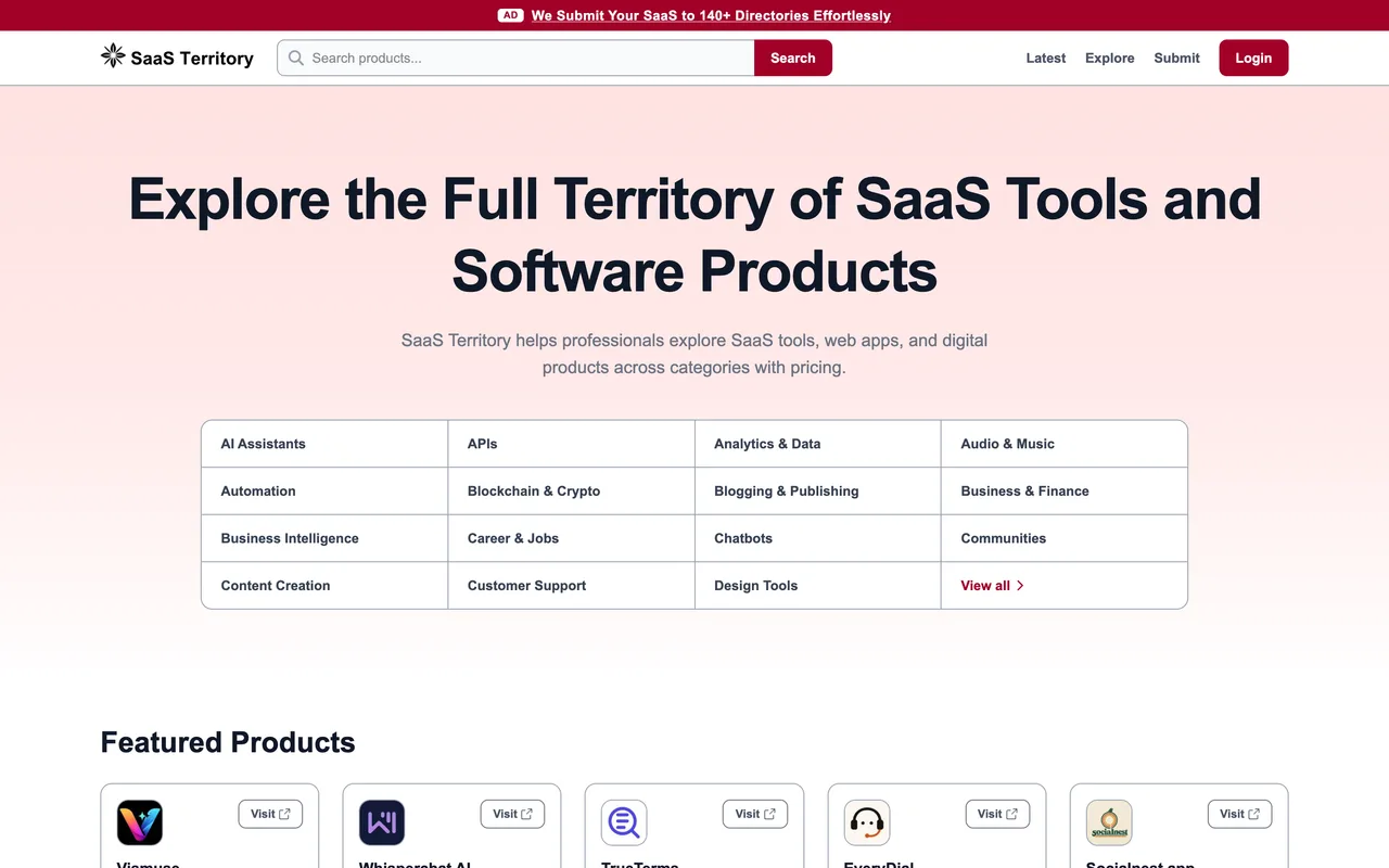SaaS Territory homepage