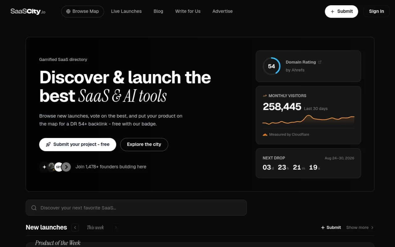 SaaSCity homepage
