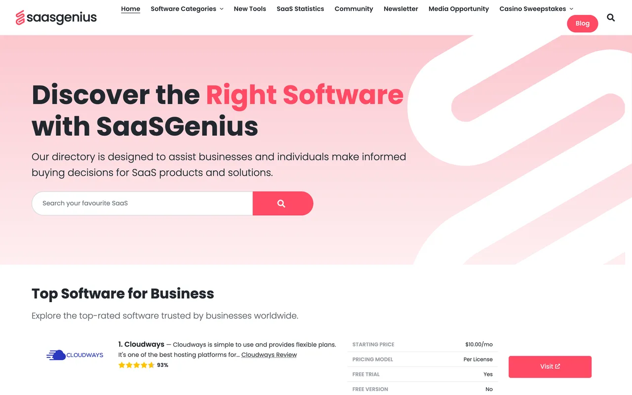 SaaSGenius homepage