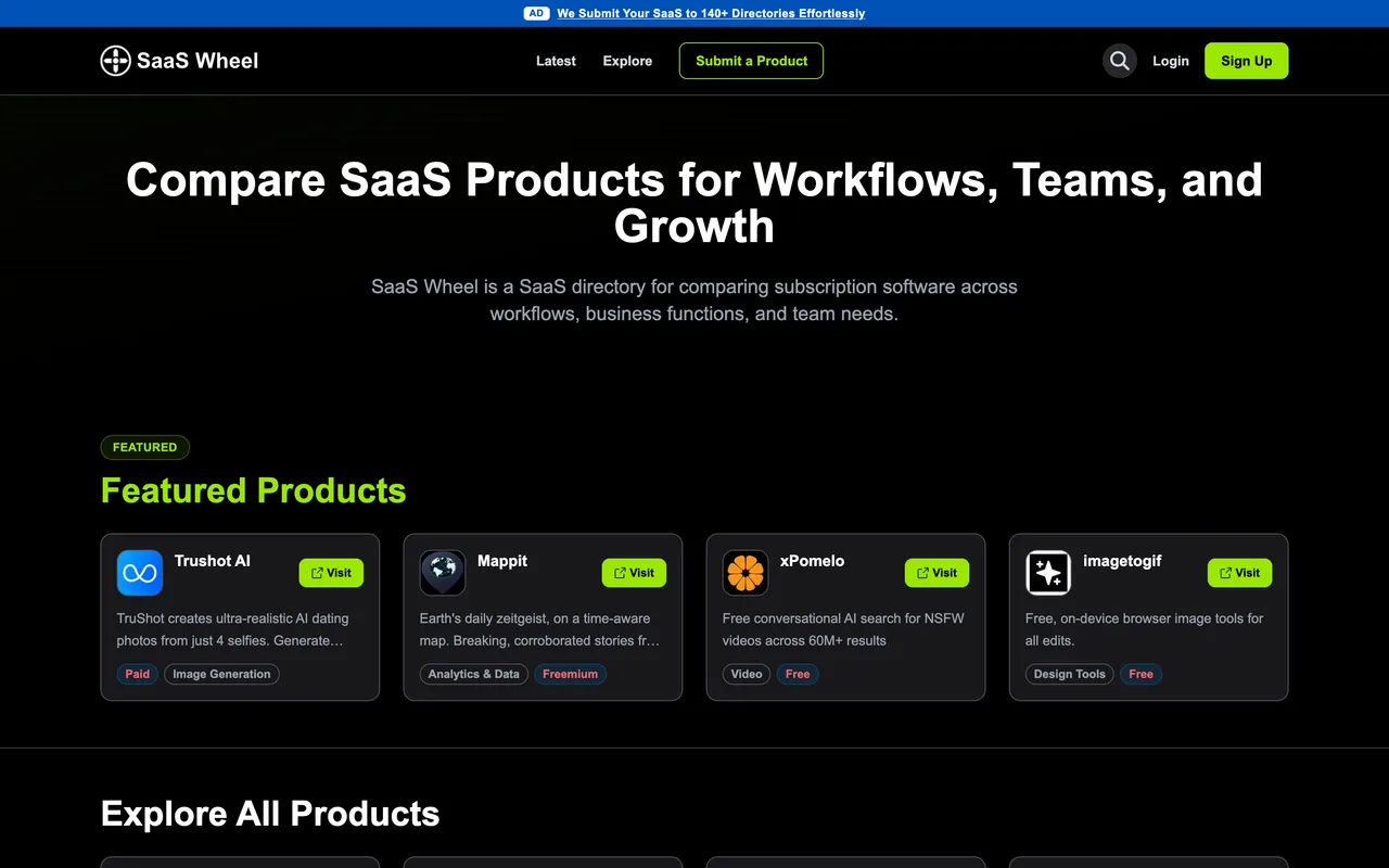 SaaS Wheel homepage