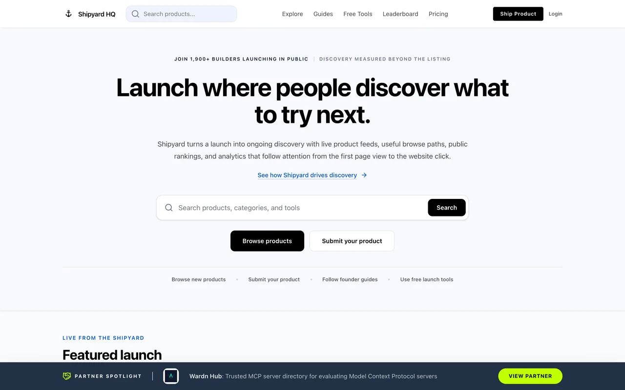 Shipyard HQ homepage