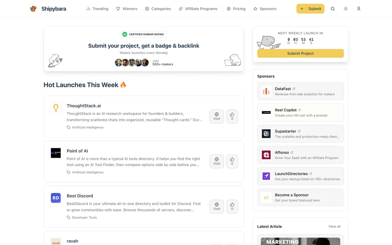Shipybara homepage