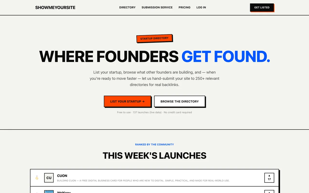 ShowMeYourSite homepage