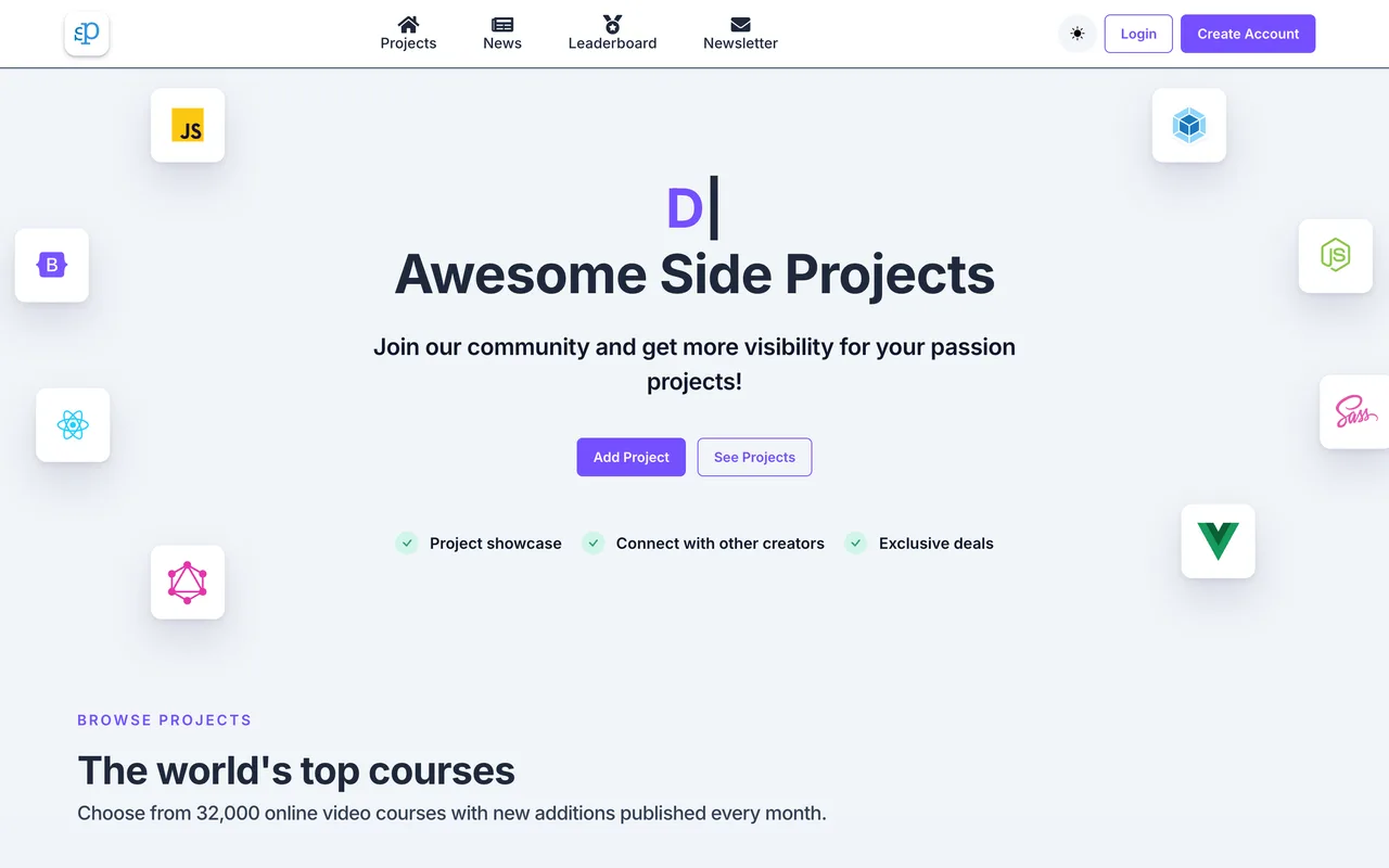 SideProjects.net homepage