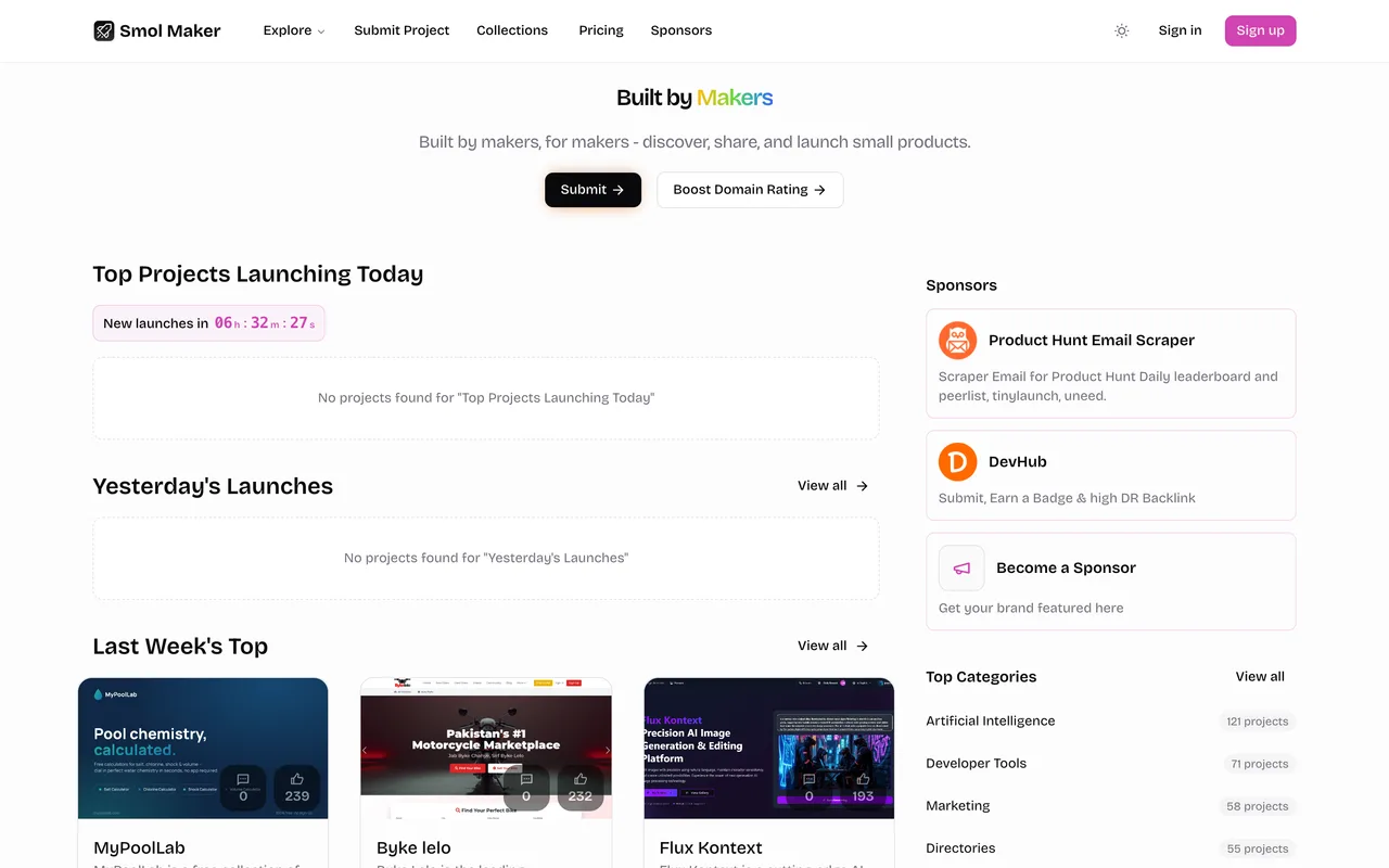 Smol Maker homepage