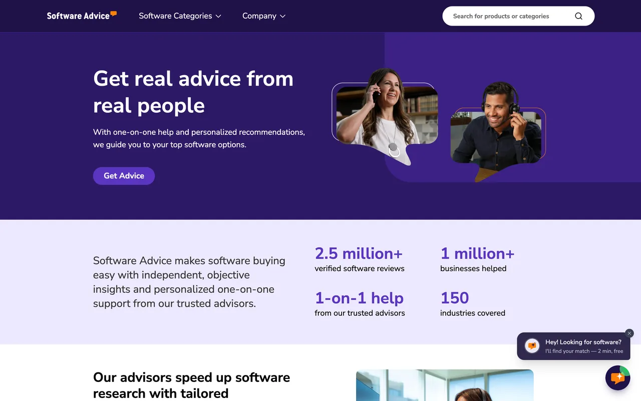 Software Advice homepage