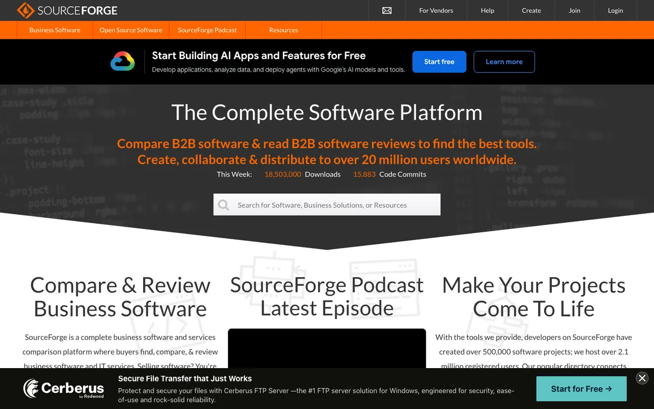 SourceForge homepage
