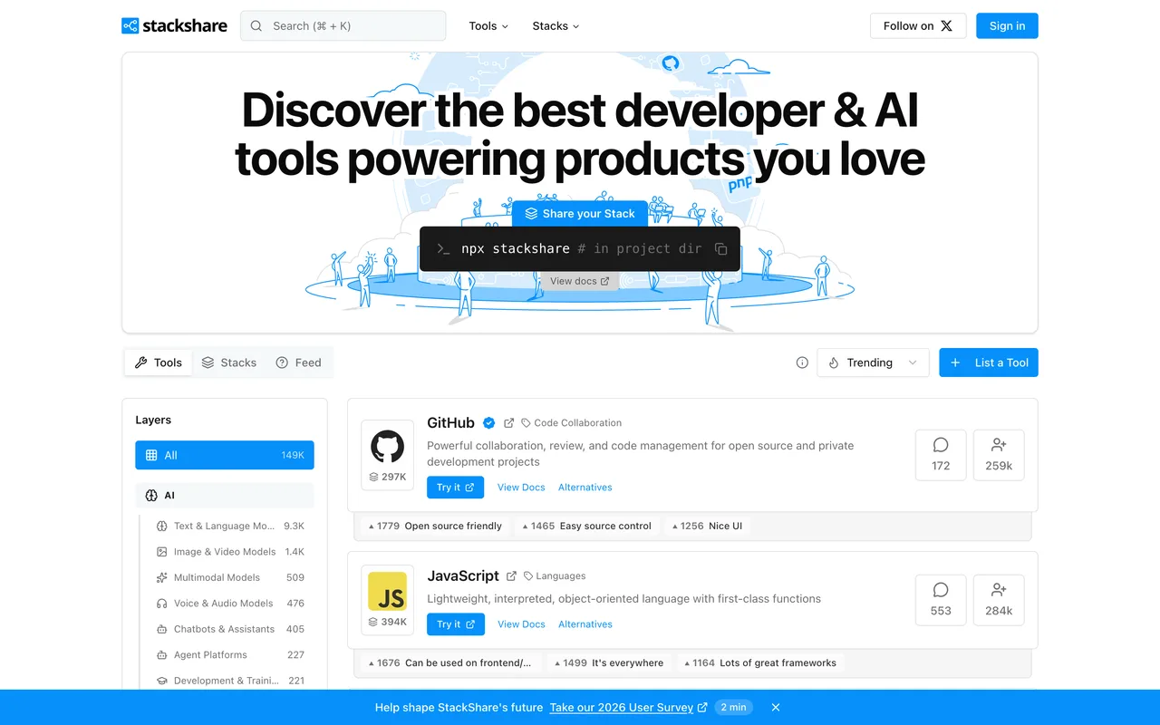 StackShare homepage