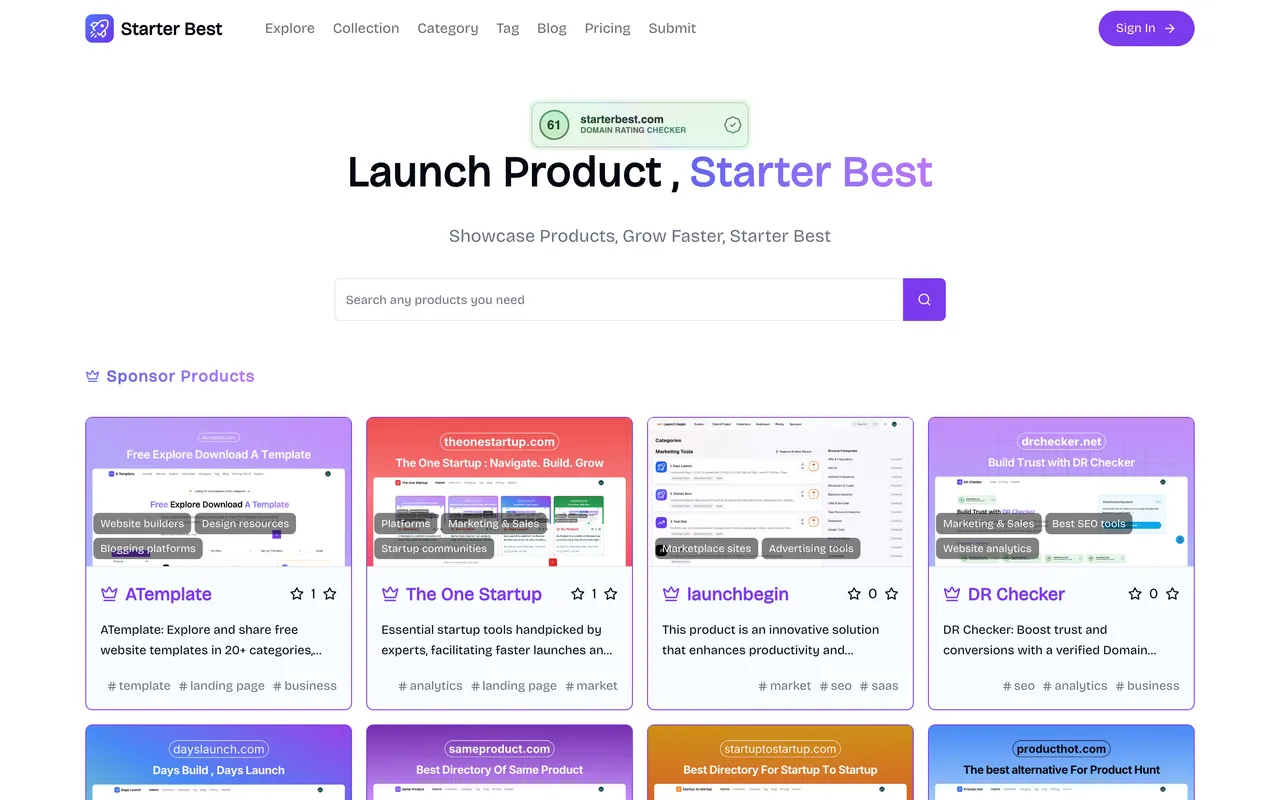 Starter Best homepage