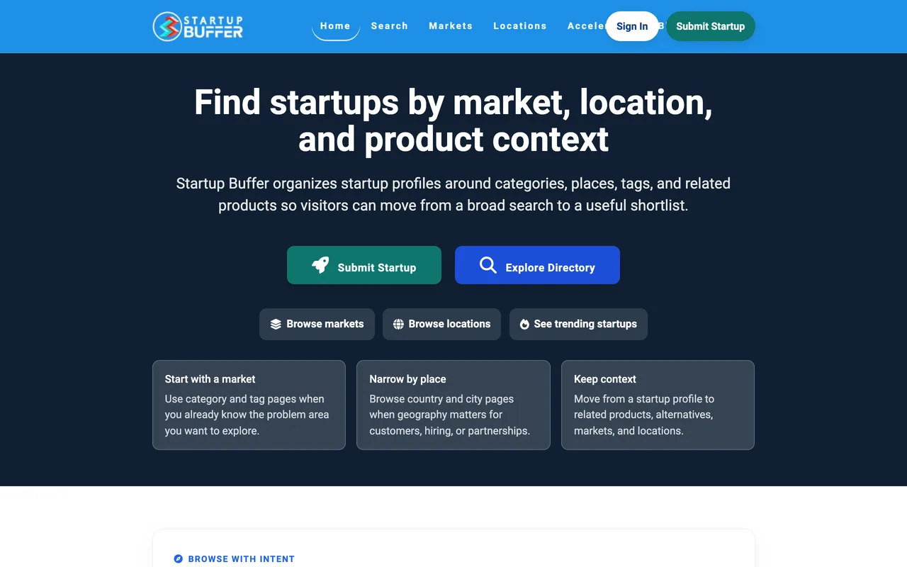 Startup Buffer homepage