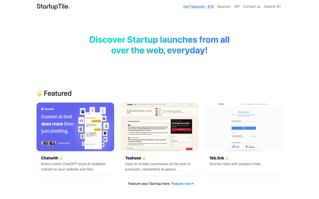 StartupTile homepage