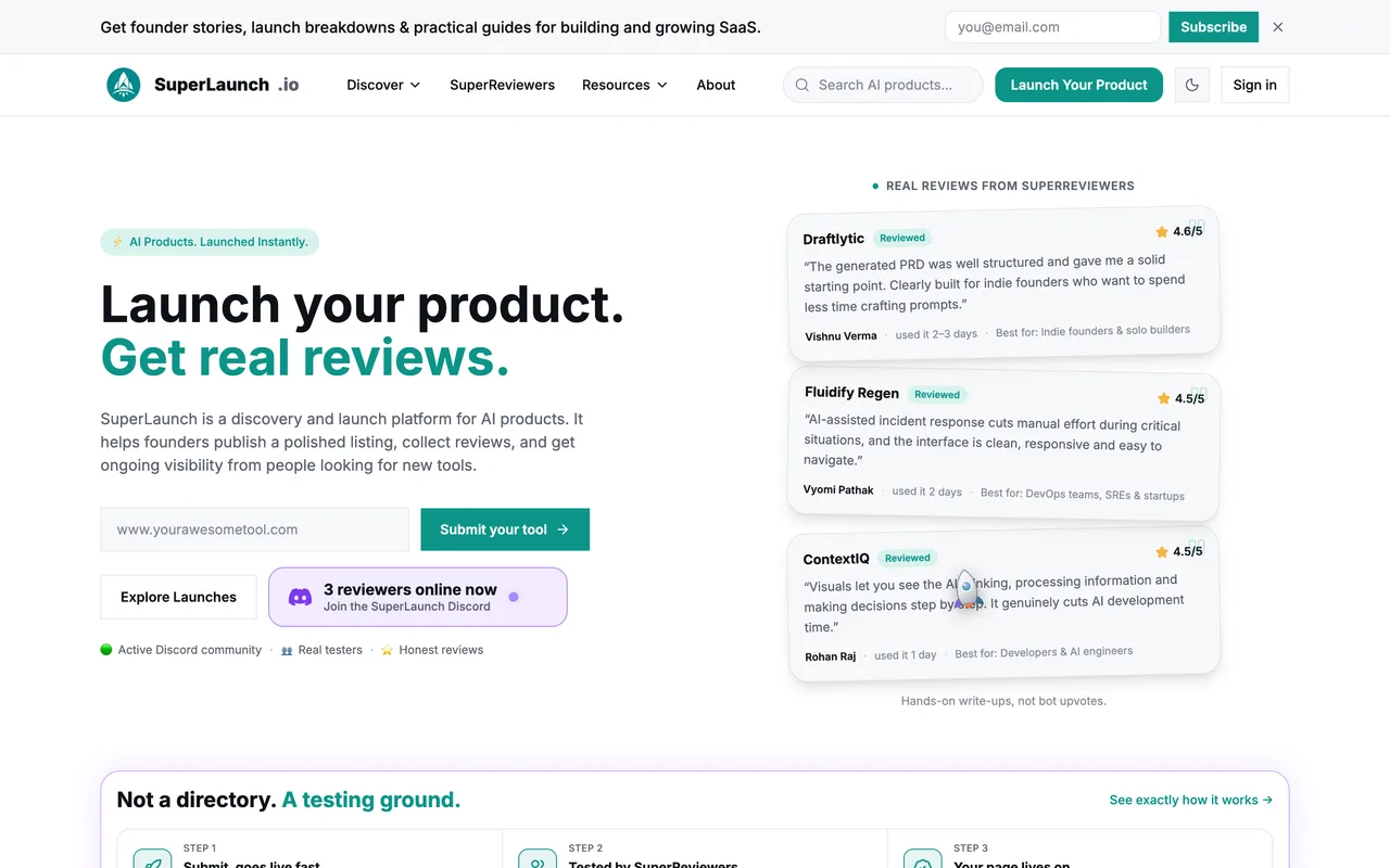 SuperLaunch homepage