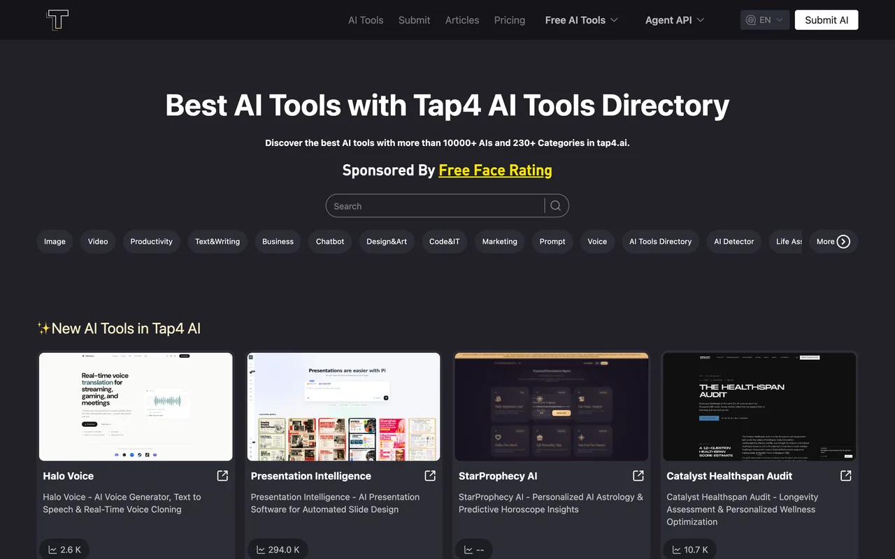 Tap4 AI homepage