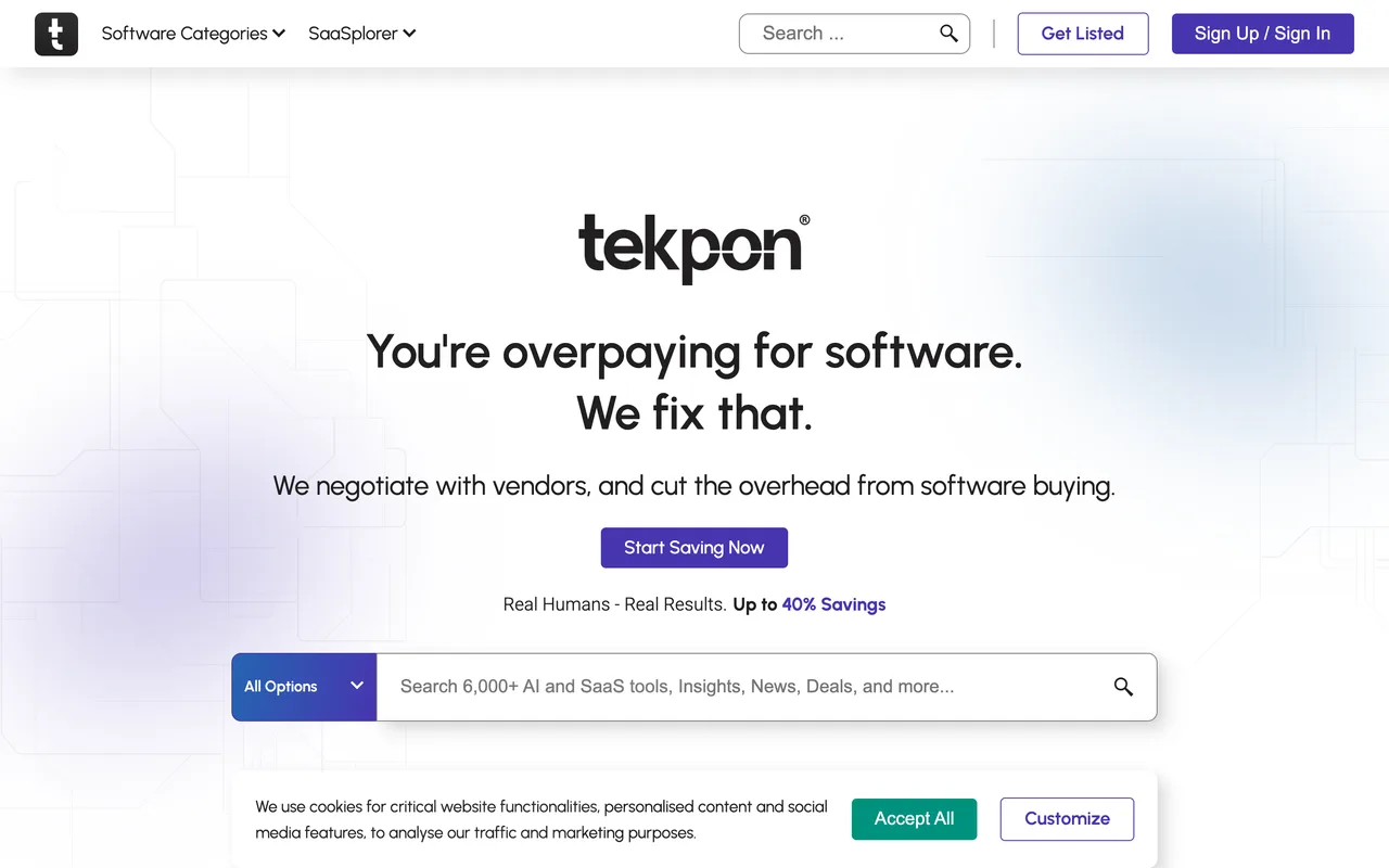 Tekpon homepage